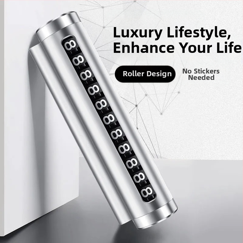 Временна паркинг номерна табела със скрита метална ролкова конструкция, модел T2, метална изработка, отпечатано лого, персонализация.