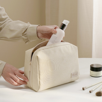 Τσαντάκι μακιγιάζ από Regenerated Shandong Silk, κυβοειδές σχήμα, πολυλειτουργικό, κατάλληλο για ταξίδια και αποθήκευση μακιγιάζ, μοντέρνο μινιμαλιστικό στυλ
