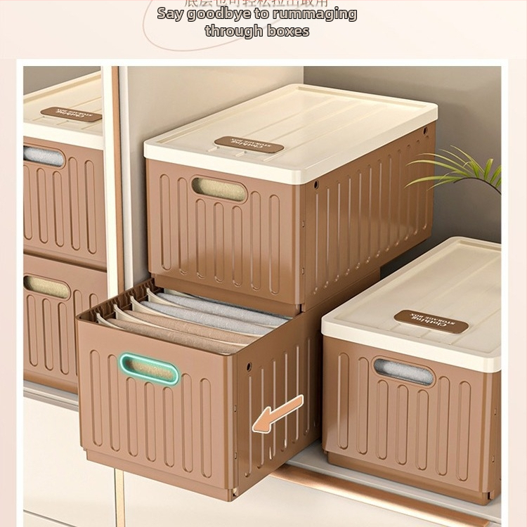 Hongwei гардеробна кутия за панталони и бельо, сгъваема, с разделители и слоести отделения, 120 л, правоъгълна форма, за спалня