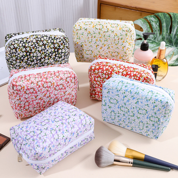 Ziedu astoņstūrveidīga kosmētikas soma, pārnēsājama daudzfunkcionāla ceļojumu soma, poliesters