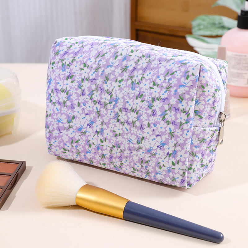 Ziedu astoņstūrveidīga kosmētikas soma, pārnēsājama daudzfunkcionāla ceļojumu soma, poliesters