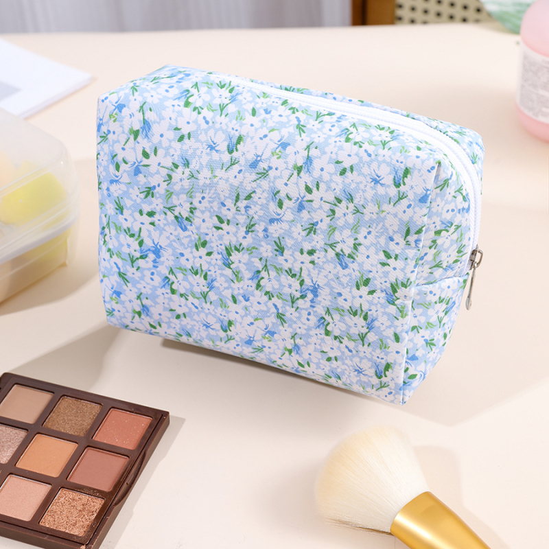Ziedu astoņstūrveidīga kosmētikas soma, pārnēsājama daudzfunkcionāla ceļojumu soma, poliesters