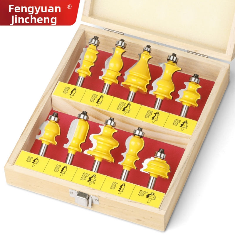 Σετ φρεζών καρουσέλ, 10 τεμάχια, λαβή 8 mm, διακοσμητική γραμμή για ξύλο/MDF/λαμινάτες, CNC χαρακτική