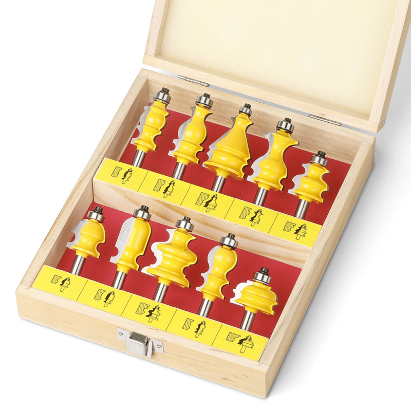 Σετ φρεζών καρουσέλ, 10 τεμάχια, λαβή 8 mm, διακοσμητική γραμμή για ξύλο/MDF/λαμινάτες, CNC χαρακτική