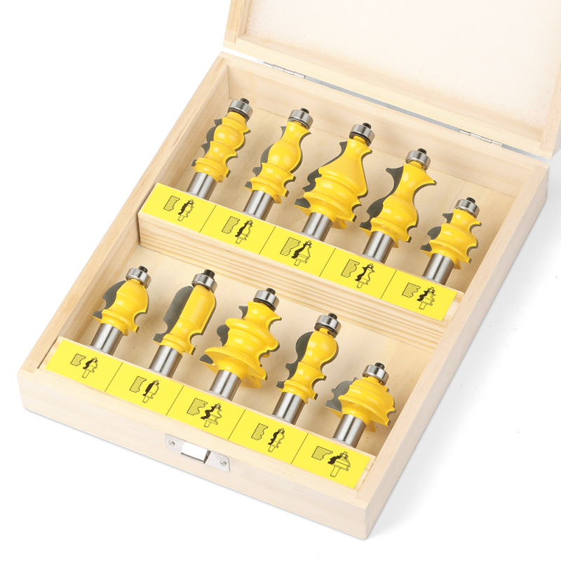 Σετ φρεζών καρουσέλ, 10 τεμάχια, λαβή 8 mm, διακοσμητική γραμμή για ξύλο/MDF/λαμινάτες, CNC χαρακτική