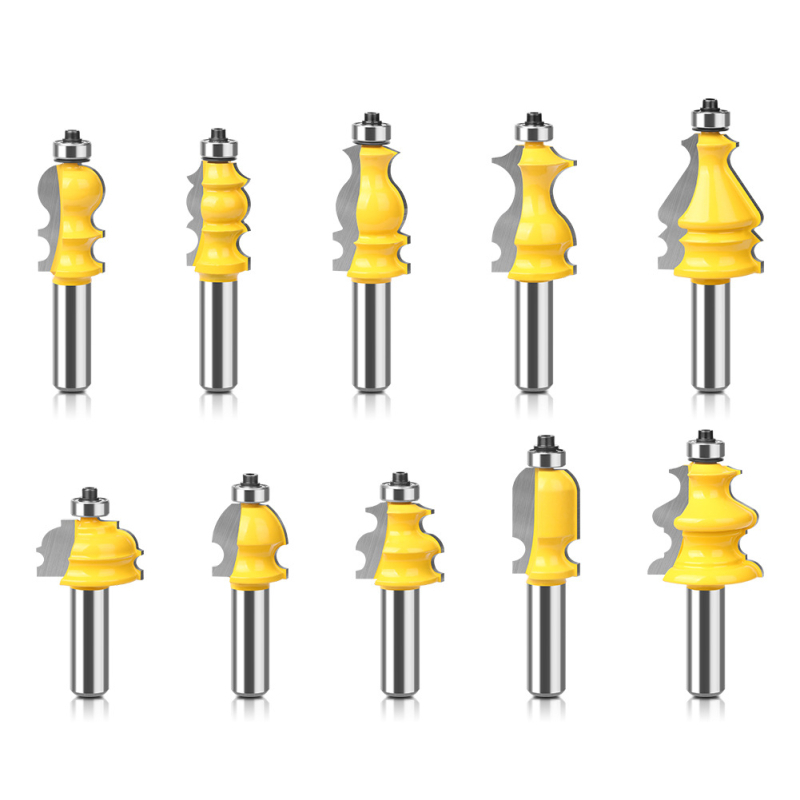 Σετ φρεζών καρουσέλ, 10 τεμάχια, λαβή 8 mm, διακοσμητική γραμμή για ξύλο/MDF/λαμινάτες, CNC χαρακτική