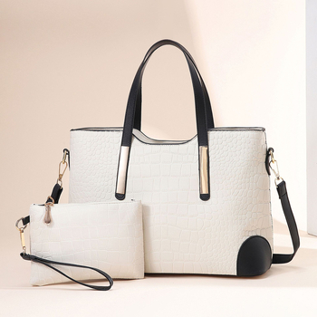 PU дамска Tote чанта с цип, хоризонтална квадратна форма, вътрешни джобове и междинен слой