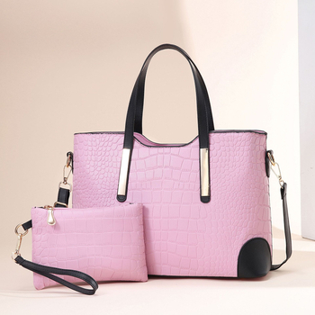 PU дамска Tote чанта с цип, хоризонтална квадратна форма, вътрешни джобове и междинен слой
