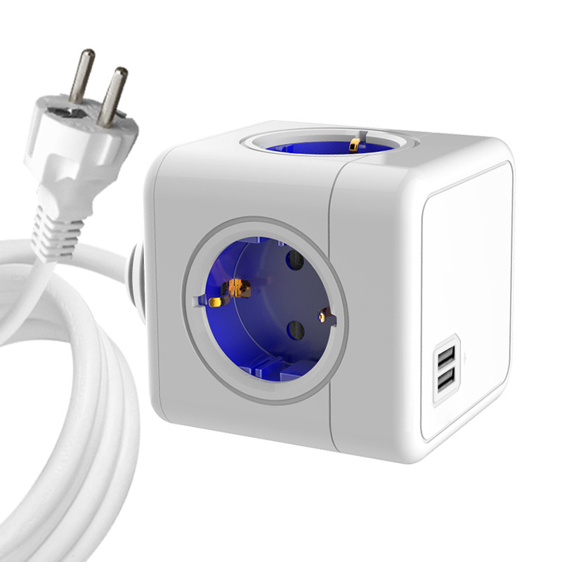 Европейски USB кубообразен разклонител, компактно мултифункционално устройство, 16A 220-240V 3680W, корпус от огнеупорен PC, фосфор бронзов проводник