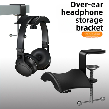 Десктоп поставка за слушалки със стойка за дисплей и универсален държач за съхранение