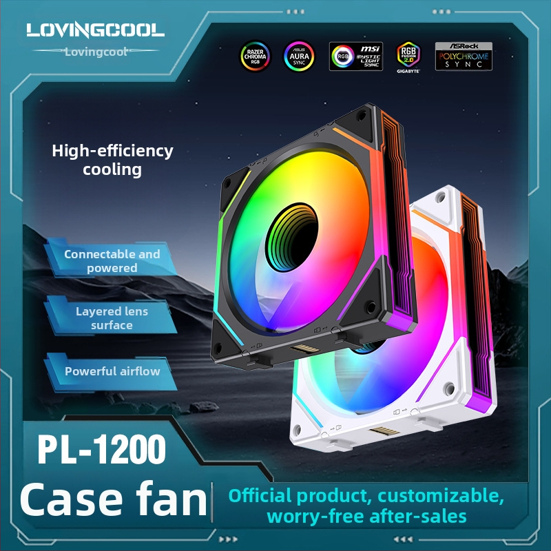 Вентилатор за корпус с ARGB осветление, тиха работа, хидравлични лагери (600–1800 RPM, 23 dB, ABS материал)