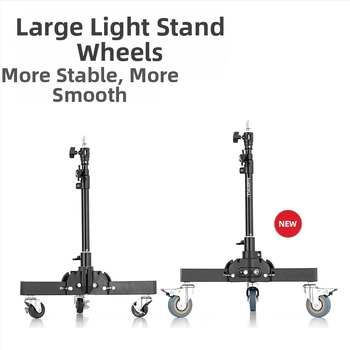 Статив за осветление за фотография с алуминиев сплав, тежък с ролкова система, сгъваем двусекционен, височина 81 см, товароподемност 80 кг