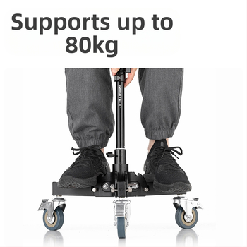 Статив за осветление за фотография с алуминиев сплав, тежък с ролкова система, сгъваем двусекционен, височина 81 см, товароподемност 80 кг