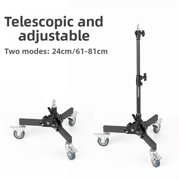Статив за осветление за фотография с алуминиев сплав, тежък с ролкова система, сгъваем двусекционен, височина 81 см, товароподемност 80 кг