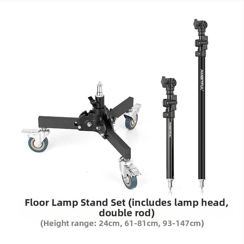 Статив за осветление за фотография с алуминиев сплав, тежък с ролкова система, сгъваем двусекционен, височина 81 см, товароподемност 80 кг