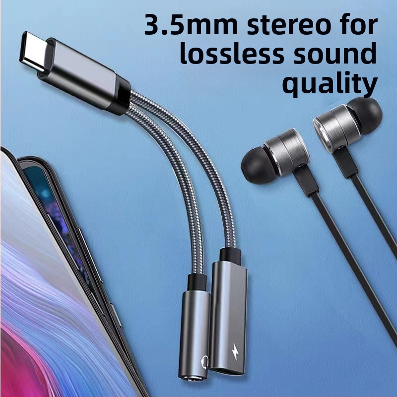 One Three Nine Model 003: Type-C na Type-C 3.5 mm 2‑in‑1 audio adaptér pre slúchadlá a auto s PD nabíjaním, kompatibilný s Huawei a Xiaomi