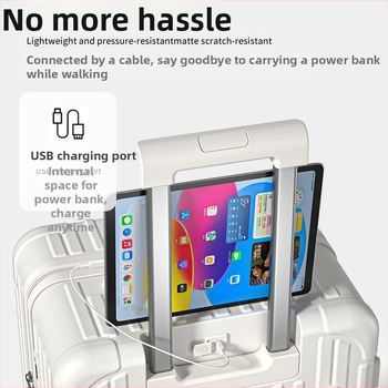 Ceļojumu bagāža ar USB portu, pudeļu turētājs, klusi universālie riteņi, paroles slēdzene (ABS, 3,5 kg)