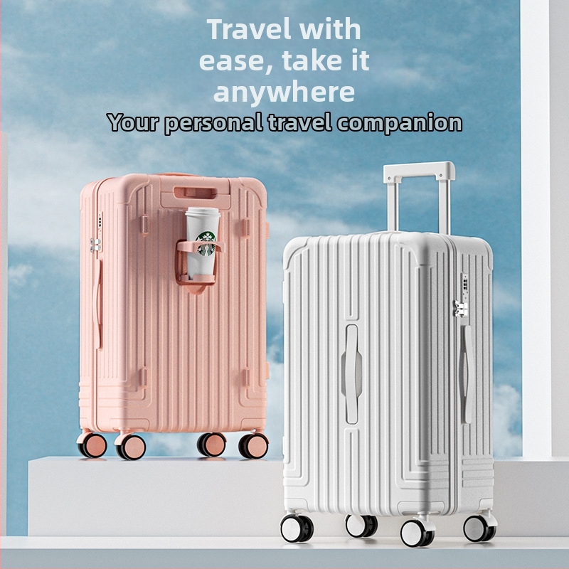 Ceļojumu bagāža ar USB portu, pudeļu turētājs, klusi universālie riteņi, paroles slēdzene (ABS, 3,5 kg)