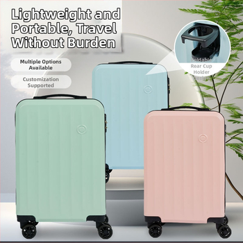 Βαλίτσα με ματ φινίρισμα 2024 με θήκη για ποτήρι, κλείσιμο με φερμουάρ, ABS/PC, πανταχού τροχοί, αντι-κλοπή