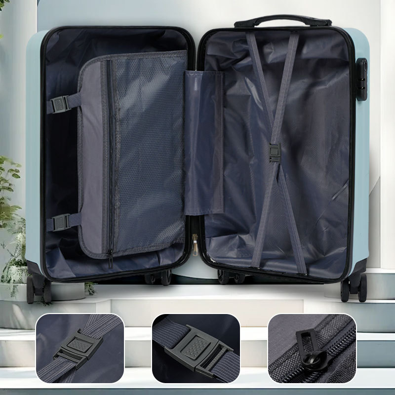 Matēts ceļojumu koferis 2024 ar krūzes turētāju, rāvējslēdzēja aizvērums, ABS/PC, universālie riteņi, pretzādzības aizsardzība