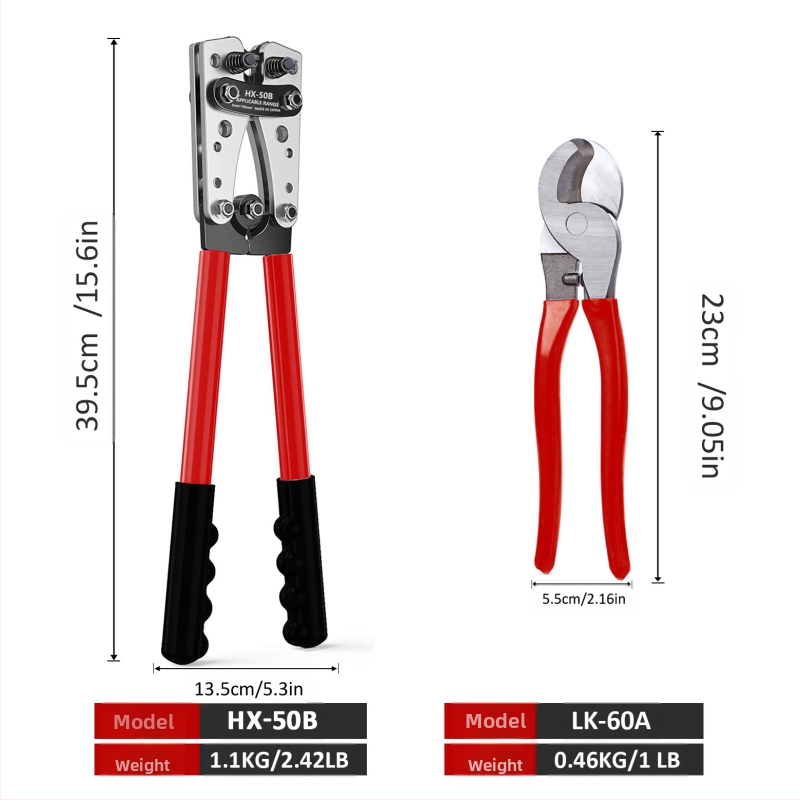 HX-50B Кримпинг клещи за голи терминали, ръчно кримпване, пин C45, високовъглеродна стомана