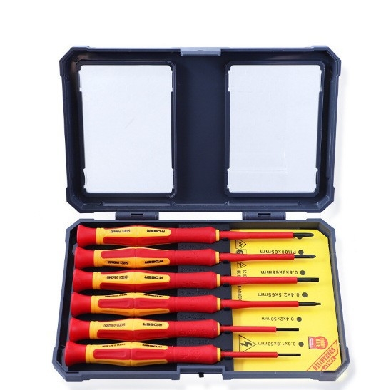 Mamba σετ κατσαβιδιών 13 τεμαχίων με μόνωση VDE για ηλεκτροτεχνικούς — μαγνητικές άκρες από ανθρακούχο χάλυβα, Phillips και κατσαβίδι με ευθεία κεφαλή