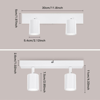 LED οροφής φωτιστικό σε στυλ Νορδικού, διπλό κεφάλι, επιφανειακά εγκατεστημένο, 220V, κάλυψη 5–10 τ.μ.