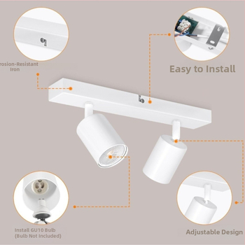 LED οροφής φωτιστικό σε στυλ Νορδικού, διπλό κεφάλι, επιφανειακά εγκατεστημένο, 220V, κάλυψη 5–10 τ.μ.