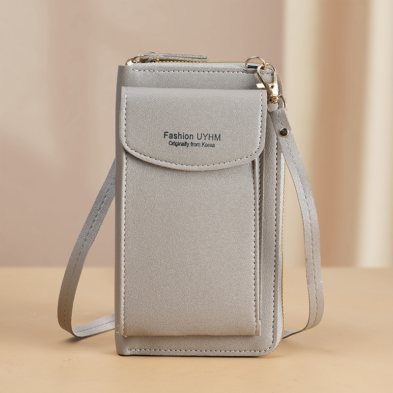 Τσάντα κινητής τηλεφωνίας για γυναίκες, PU υλικό, κλείσιμο με φερμουάρ, κάθετης τετράγωνης μορφής, μεγάλης χωρητικότητας με πολλές θήκες για κάρτες