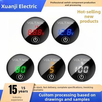 XUAN JI DC волтметър с LED цифров дисплей, докосващ превключвател, измерване на напрежението на батерията, възможност за персонализация