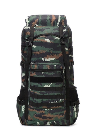 Pārgājumu mugursoma kalnu izbraucieniem – universāla, Oxford audums, gaisa spilvenu siksnas, poliestera oderes, svītrainais raksts, nodilumiem izturīgs, samazina slodzi