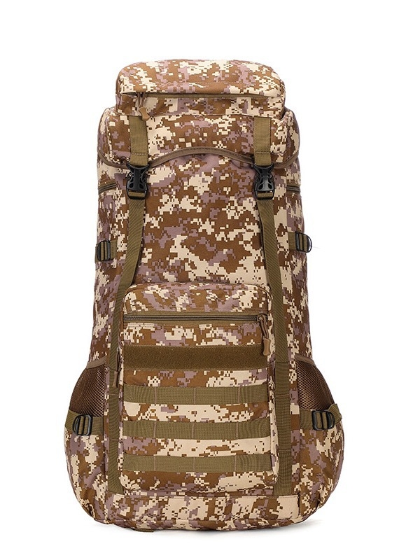 Pārgājumu mugursoma kalnu izbraucieniem – universāla, Oxford audums, gaisa spilvenu siksnas, poliestera oderes, svītrainais raksts, nodilumiem izturīgs, samazina slodzi