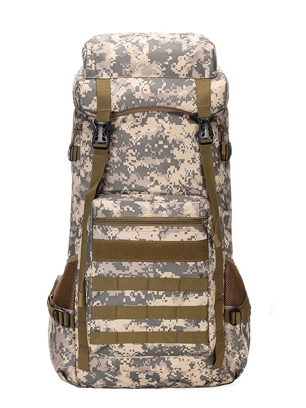 Pārgājumu mugursoma kalnu izbraucieniem – universāla, Oxford audums, gaisa spilvenu siksnas, poliestera oderes, svītrainais raksts, nodilumiem izturīgs, samazina slodzi