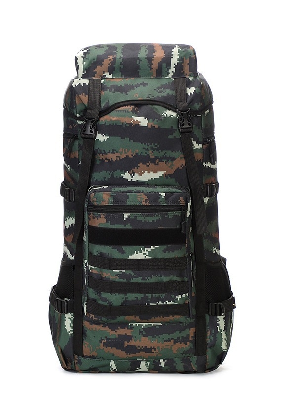 Pārgājumu mugursoma kalnu izbraucieniem – universāla, Oxford audums, gaisa spilvenu siksnas, poliestera oderes, svītrainais raksts, nodilumiem izturīgs, samazina slodzi