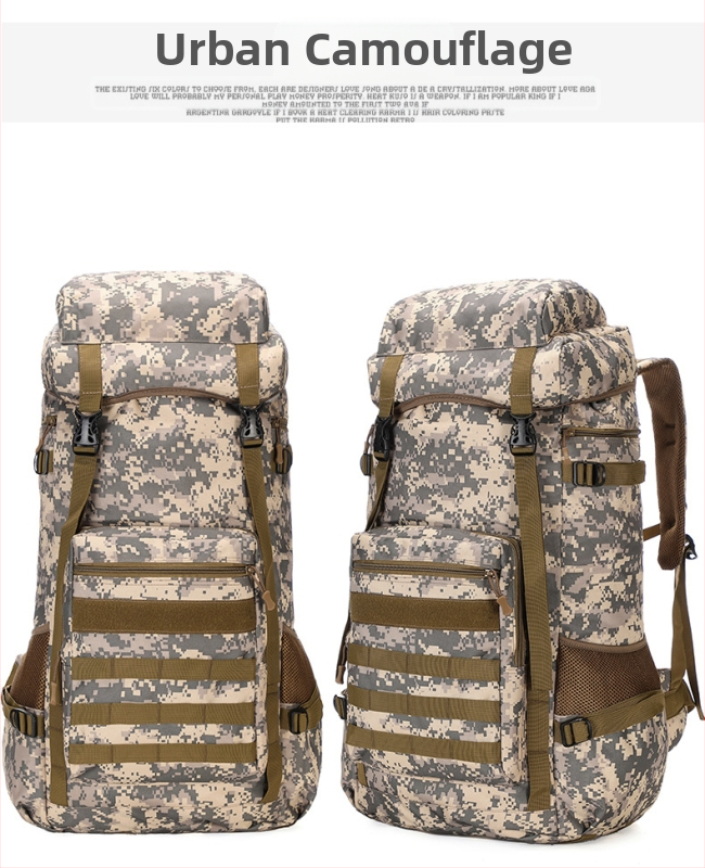 Pārgājumu mugursoma kalnu izbraucieniem – universāla, Oxford audums, gaisa spilvenu siksnas, poliestera oderes, svītrainais raksts, nodilumiem izturīgs, samazina slodzi