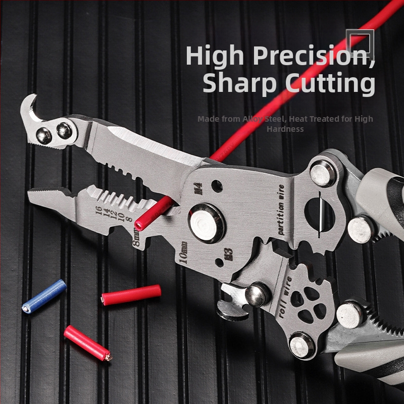 Сгъваеми клещи за обелване и кримпване на кабели – електротехникa, ръчни, многофункционални, Haoqi