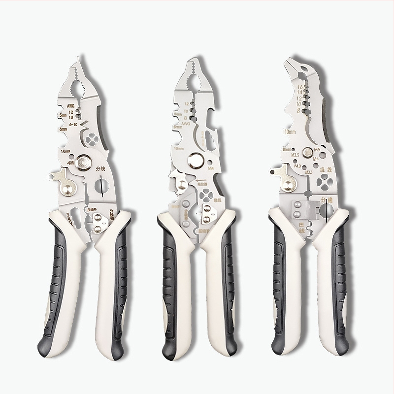 Yingjie клещи за премахване на изолацията на проводници – огънати челюсти, лакът, орлов клюн, гаечен ключ, гумени дръжки