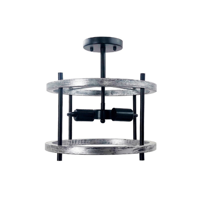 Φωτιστικό οροφής σε κλασικό στυλ, μεταλλικό σώμα από σίδηρο και ξύλινο σκιάστρο, LED φως (για εστιατόριο • εμβέλεια 3–5 τ.μ.)