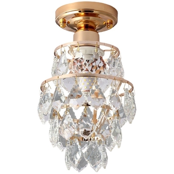 Κρυστάλλινο φωτιστικό οροφής - ευρωπαϊκού στυλ, LED, μεταλλικό σώμα, κρυστάλλινο σκιάδιο, 220V, εμβαδόν 3-5㎡