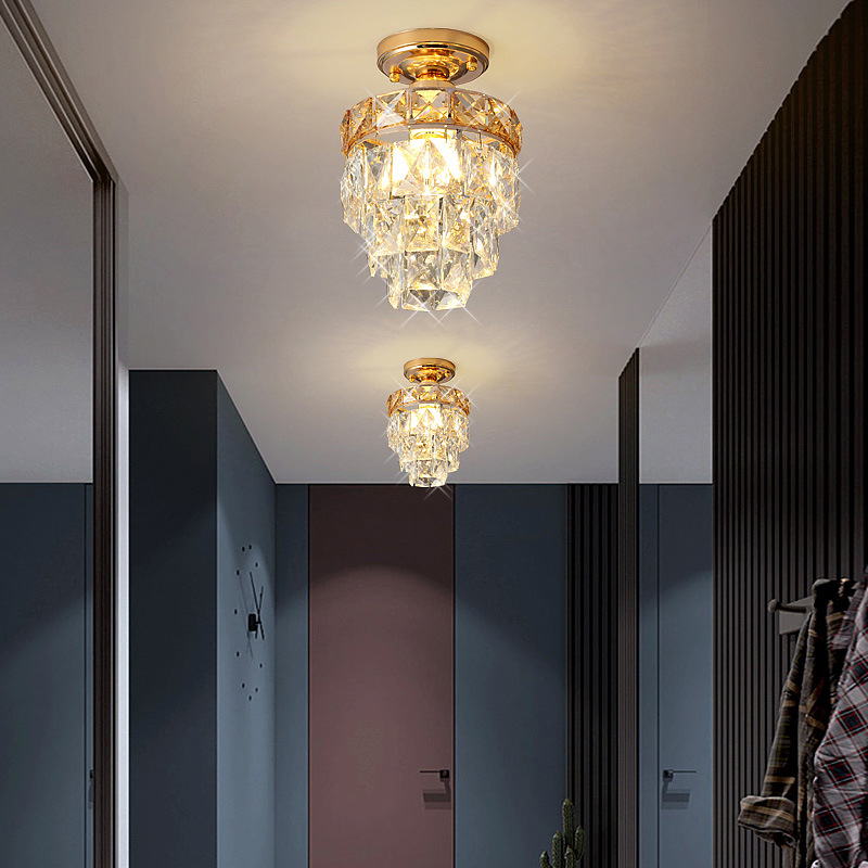 Κρυστάλλινο φωτιστικό οροφής - ευρωπαϊκού στυλ, LED, μεταλλικό σώμα, κρυστάλλινο σκιάδιο, 220V, εμβαδόν 3-5㎡