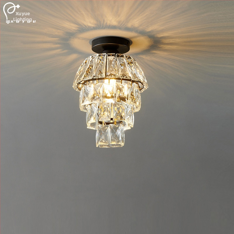Κρυστάλλινο φωτιστικό οροφής - ευρωπαϊκού στυλ, LED, μεταλλικό σώμα, κρυστάλλινο σκιάδιο, 220V, εμβαδόν 3-5㎡
