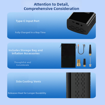 Pārvietojamā auto gaisa sūknis ar ārkārtas barošanas avotu — 14,8V, 100W, 25 L/min, digitālais displejs, riepas spiediena mērītājs