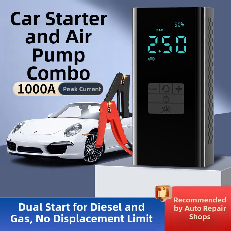 Преносима автомобилна въздушна помпа с аварийно захранване — 14.8V, 100W, 25 L/min, цифров дисплей, манометър