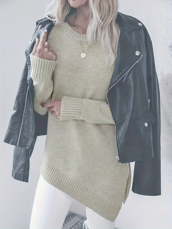 Γυναικείο πουλόβερ Chenille με γιακά Polo, μανίκια πριγκίπισσας, ανάμειξη σπάντεξ κάτω από 30%