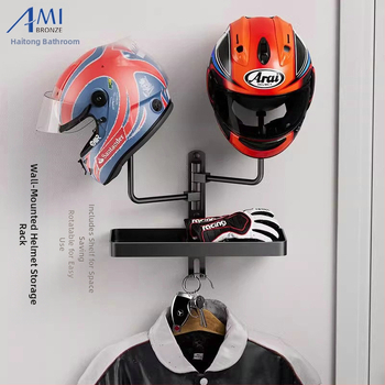 Мотоциклетен държач за каски – монтаж без пробиване, алуминиева сплав, модел 2510, стенен, товароподемност 10 кг