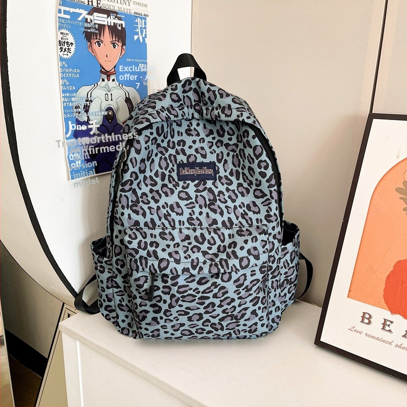 Σακίδιο από νάιλον με λεοπάρ σχέδιο, ultra-light, ιμάντες με αερόσφυξη, επένδυση πολυεστέρα