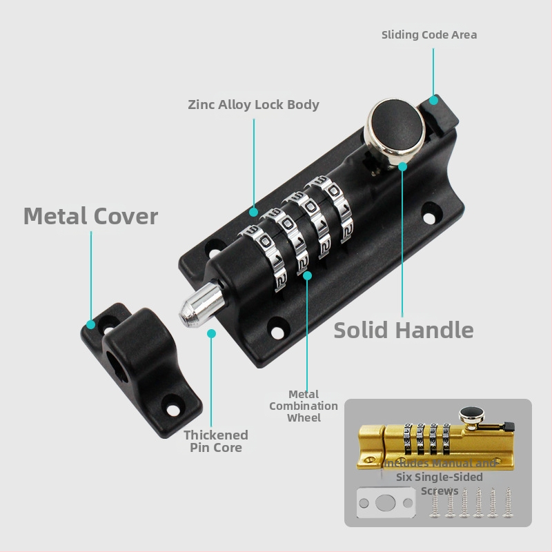 Password latch lock от цинкова сплав – монтаж без пробиване, водоустойчив и ръждоустойчив външен болт за дървени врати
