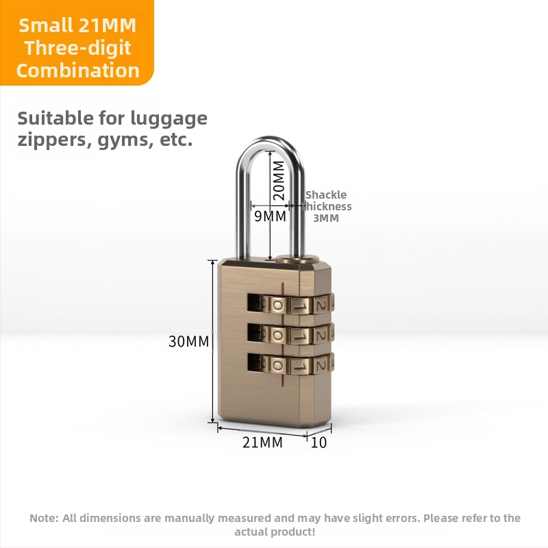 Κλειδαριά αποσκευών με αριθμητικό συνδυασμό τριών τροχών, χαλκός, μοντέλο: μικρή τρι-τροχική, πάχος ράβδου κλειδώματος 3 мм, απόσταση μεταξύ ράβδων 21 мм, τύπος: αριθμητικός, στυλ: μοντέρνος μινιμαλισμός