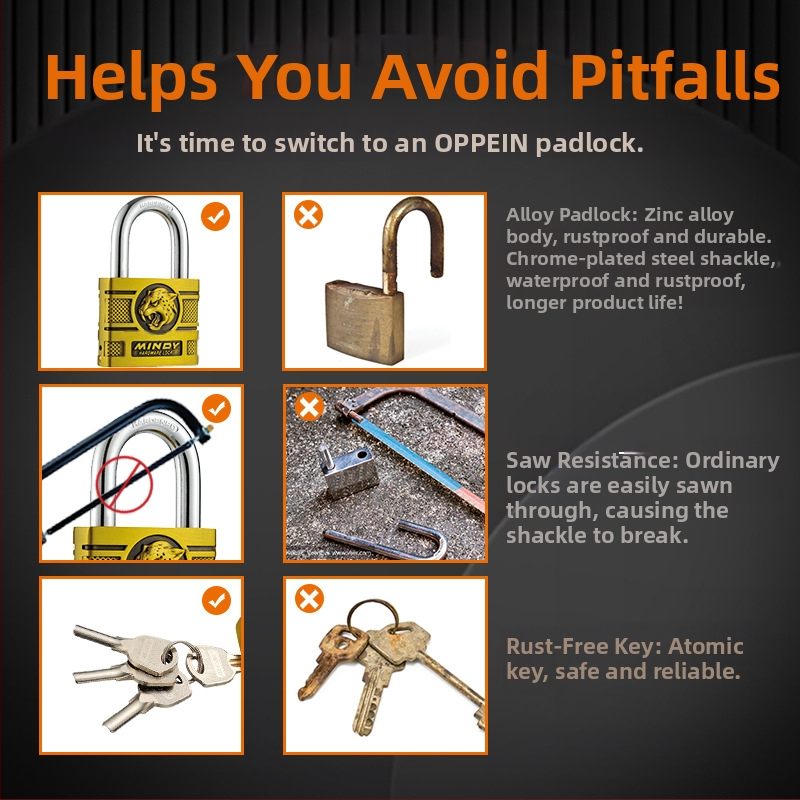 Visací zámok zinku Mindy, model A17/AF17, určený pre vonkajšie použitie na dverách domu, internáte, oknách a garážach.