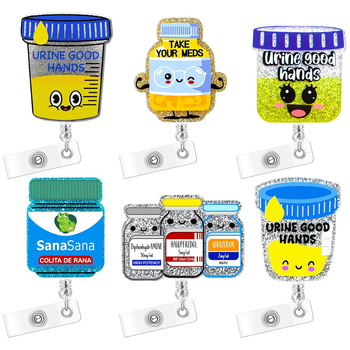 Αναδιπλώμενο ρελέ ταυτότητας σε μορφή φιάλης φαρμάκων, για γιατρούς και νοσηλευτές, ABS υλικό, περιστρεφόμενος συνδετήρας (ABS; αναδιπλούμενο; μορφή φιάλης φαρμάκων; ιατρικό θέμα; περιστρεφόμενος συνδετήρας)